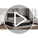 Load image into Gallery viewer, KING Sadie Size Black Metal Faux Leather Platform Bed Frame with 4 Drawers