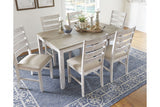 Skempton White/Light Brown Dining Table and Chairs
