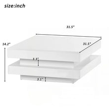 Load image into Gallery viewer, Deontea Pedestal High Gloss Minimalist Design with LED Lights, 2-Tier Square Coffee Table, Center Table, Living Room Table