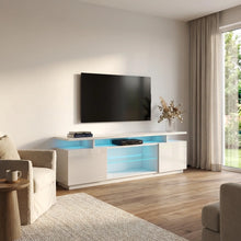Load image into Gallery viewer, Howlett 71" Modern TV Stand with 16-Color LED Lighting, High Gloss Finish, Media Storage