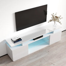 Load image into Gallery viewer, Howlett 71" Modern TV Stand with 16-Color LED Lighting, High Gloss Finish, Media Storage
