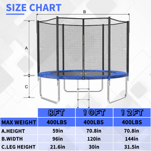 Blue Todo 12 foot Trampoline with Safety Enclosure
