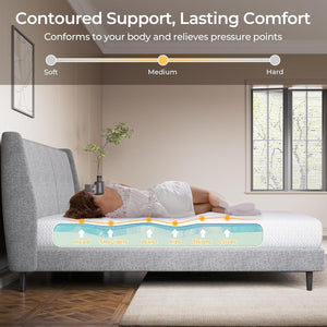 TWIN Yaheetech 8 Inch Twin Mattress Cooling Gel Memory Foam Mattress, Green Tea Mattress for Fresher Sleep, Medium Firm, CertiPUR-US Certified, Twin Size Mattress in a Box