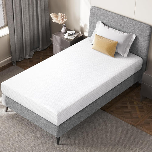 TWIN Yaheetech 8 Inch Twin Mattress Cooling Gel Memory Foam Mattress, Green Tea Mattress for Fresher Sleep, Medium Firm, CertiPUR-US Certified, Twin Size Mattress in a Box