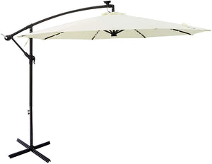 10 ft Offset Cantilever Outdoor Patio Umbrella with Solar LED Lights