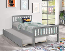 Load image into Gallery viewer, Twin Platform Bed with Trundle, Solid Wood Bed Frame with Headboard, Footboard for Teens Boys Girls ,No Box Spring Needed (Grey)