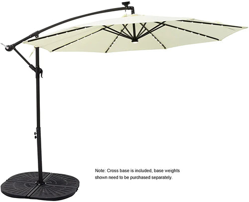 10 ft Offset Cantilever Outdoor Patio Umbrella with Solar LED Lights