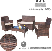 Load image into Gallery viewer, Jolie Outdoor Backyard Porch Garden Poolside Balcony Sets Clearance Brown and Beige 4 Pieces Furniture