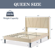 Load image into Gallery viewer, QUEEN Penn Size Upholstered Platform Bed Frame BEIGE
