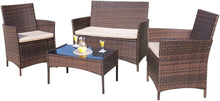 Load image into Gallery viewer, Jolie Outdoor Backyard Porch Garden Poolside Balcony Sets Clearance Brown and Beige 4 Pieces Furniture