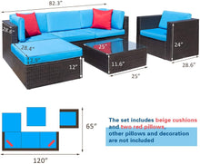 Load image into Gallery viewer, Sunset 6 Pieces Patio Furniture Set Outdoor Sectional Sofa Outdoor Furniture Set Patio Sofa Set Conversation Set with Cushion and Table