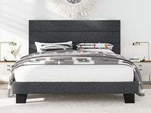 Load image into Gallery viewer, FULL Alto Fabric Upholstered Platform Bed Frame with Headboard and Wooden Slats, Dark Grey