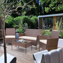Load image into Gallery viewer, Jolie Outdoor Backyard Porch Garden Poolside Balcony Sets Clearance Brown and Beige 4 Pieces Furniture