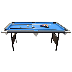 Portable 6-Ft Pool Table for Families with Easy Folding for Storage, Includes Balls, Cues, Chalk
