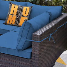 Load image into Gallery viewer, Sunland 7 Piece Outdoor Patio Furniture Sets All-Weather Outdoor Sectional Furniture PE Wicker Patio Sofa Backyard Deck Couch Conversation Chair Set with Coffee Table &amp; 6 Thickened Cushions (NAVY))