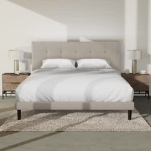 Load image into Gallery viewer, KING Amie Upholstered Platform Bed Frame with Adjustable Tufted Headboard