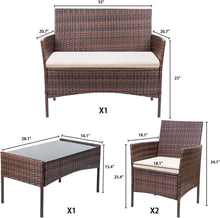 Load image into Gallery viewer, Jolie Outdoor Backyard Porch Garden Poolside Balcony Sets Clearance Brown and Beige 4 Pieces Furniture