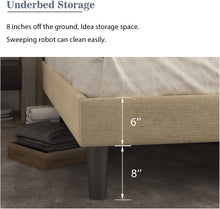 Load image into Gallery viewer, QUEEN Penn Size Upholstered Platform Bed Frame BEIGE