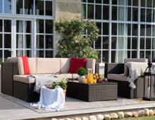 Load image into Gallery viewer, Sunset 6 Pieces Patio Furniture Set Outdoor Sectional Sofa Outdoor Furniture Set Patio Sofa Set Conversation Set with Cushion and Table