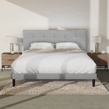 Load image into Gallery viewer, KING Amie Upholstered Platform Bed Frame with Adjustable Tufted Headboard