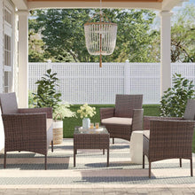 Load image into Gallery viewer, Jolie Outdoor Backyard Porch Garden Poolside Balcony Sets Clearance Brown and Beige 4 Pieces Furniture
