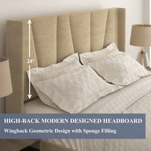 Load image into Gallery viewer, QUEEN Penn Size Upholstered Platform Bed Frame BEIGE