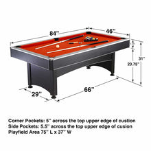 Load image into Gallery viewer, 7-foot Pool and Table Tennis Multi Game with Red Felt and Blue Table Tennis Surface. Includes Cues, Paddles and Balls