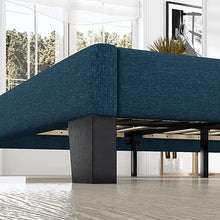 Load image into Gallery viewer, QUEEN Alto Fabric Upholstered Platform Bed Frame with Headboard and Wooden Slats, Navy Blue