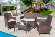 Load image into Gallery viewer, Jolie Outdoor Backyard Porch Garden Poolside Balcony Sets Clearance Brown and Beige 4 Pieces Furniture