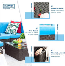Load image into Gallery viewer, Sunset 6 Pieces Patio Furniture Set Outdoor Sectional Sofa Outdoor Furniture Set Patio Sofa Set Conversation Set with Cushion and Table