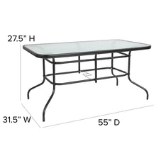 Load image into Gallery viewer, 7 Piece Outdoor Patio Dining Set - 55&quot; Tempered Glass with Umbrella Hole, 6 Flex Comfort Stack Chair (Set of 7)