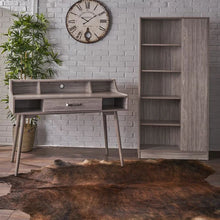 Load image into Gallery viewer, Celeste Mid Century Modern Wood Desk with Hutch and Bookcase Set