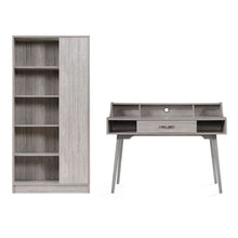 Load image into Gallery viewer, Celeste Mid Century Modern Wood Desk with Hutch and Bookcase Set