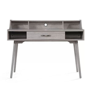 Celeste Mid Century Modern Wood Desk with Hutch and Bookcase Set
