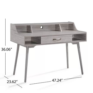 Celeste Mid Century Modern Wood Desk with Hutch and Bookcase Set