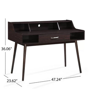Celeste Mid Century Modern Wood Desk with Hutch and Bookcase Set