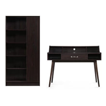 Load image into Gallery viewer, Celeste Mid Century Modern Wood Desk with Hutch and Bookcase Set