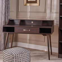 Load image into Gallery viewer, Celeste Mid Century Modern Wood Desk with Hutch and Bookcase Set