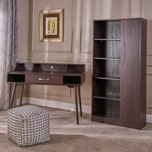 Load image into Gallery viewer, Celeste Mid Century Modern Wood Desk with Hutch and Bookcase Set