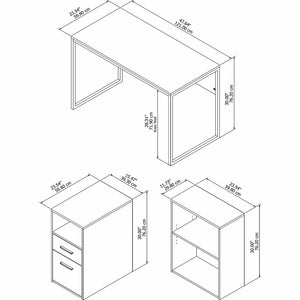 Crest Small Desk Bookcase and Pedestal Set