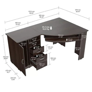 Vena Solid Wood Corner Executive Desk