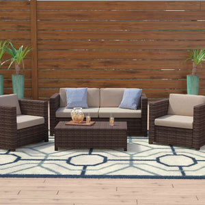 Cooper 4 Piece Rattan Sofa Set with Cushions