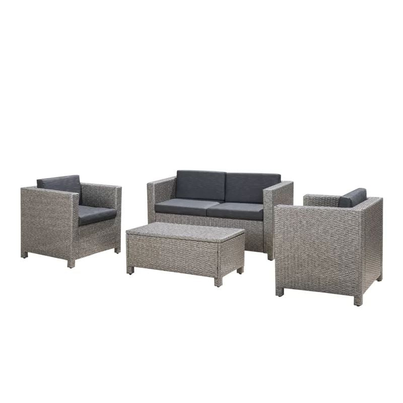Cooper 4 Piece Rattan Sofa Set with Cushions