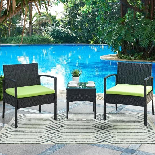 Bryant 3 Piece Rattan Conversation Set with Cushions.