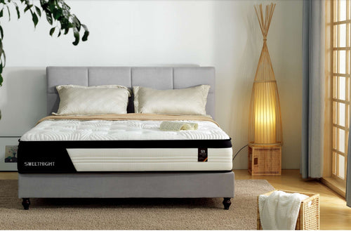 QUEEN Willow Premium platform upholstered bed in Charcoal / Light Gray / Beige