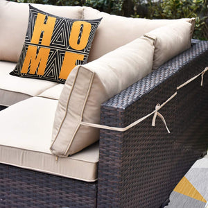 Sunland 7 Piece Outdoor Patio Furniture Sets All-Weather Outdoor Sectional Furniture PE Wicker Patio Sofa Backyard Deck Couch Conversation Chair Set with Coffee Table & 6 Thickened Cushions (BROWN)