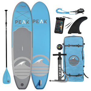 Peak All Around Inflatable Stand Up Paddle Board Package | 10'6" Long x 32" Wide x 6" Thick | Durable and Lightweight SUP | Stable Wide Stance