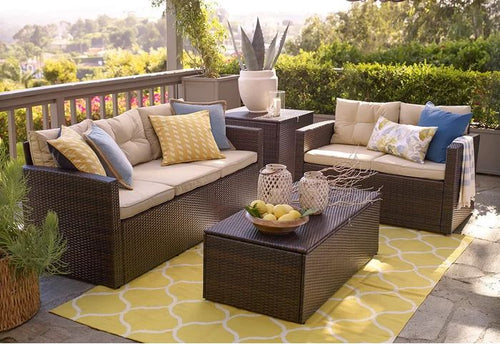 Cooper 4 Piece Rattan Sofa Set with Cushions